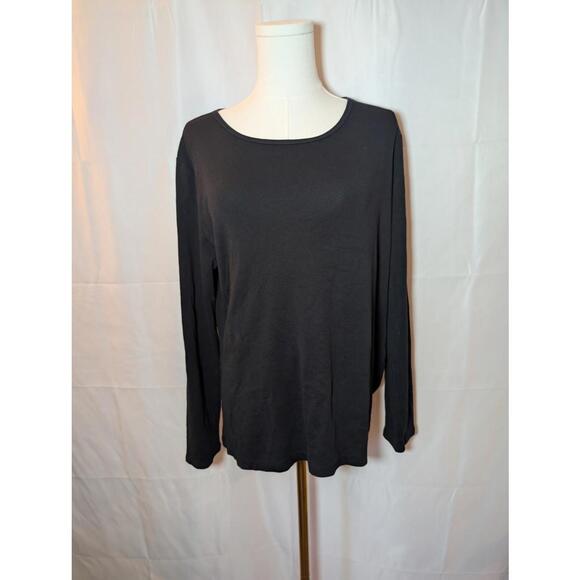 Liz Claiborne Women's Black Long Sleeve Cotton Top XL Excellent Condition - Picture 1 of 7